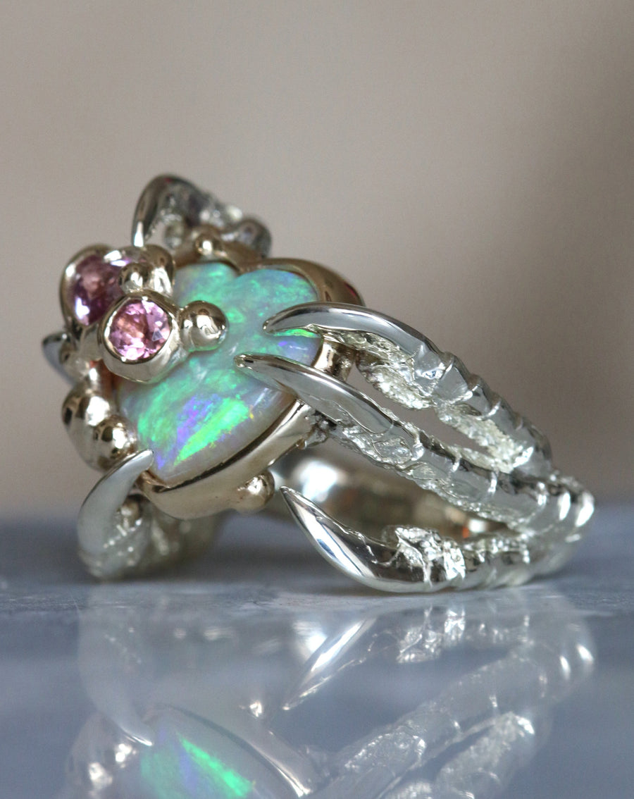 Mouldy Opal Heart with a Pink Sapphire Heart £4,170