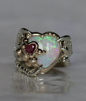 Opal Heart with a Ruby On Her Face no.1 - Resize to 'M' - SOLD