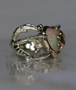 Opal Heart with a Ruby On Her Face no.4 - size P - SOLD