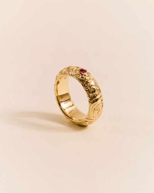 Engraved Ruby Pigeon Band