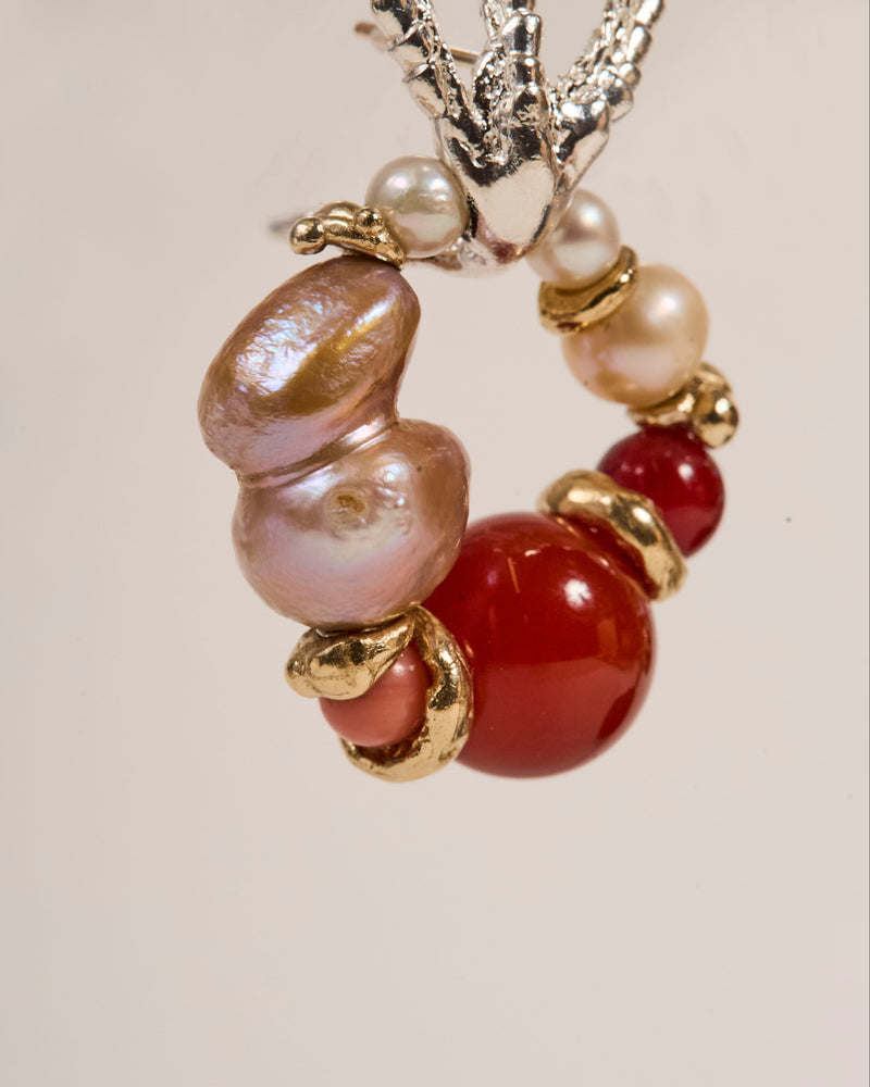 Carnelian and Black Pearl Door Knocker Earrings 2025