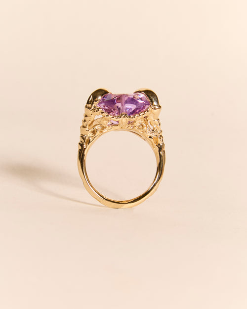 Ameythst Love Heart Ring