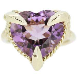 Ameythst Love Heart Ring - 9ct Gold