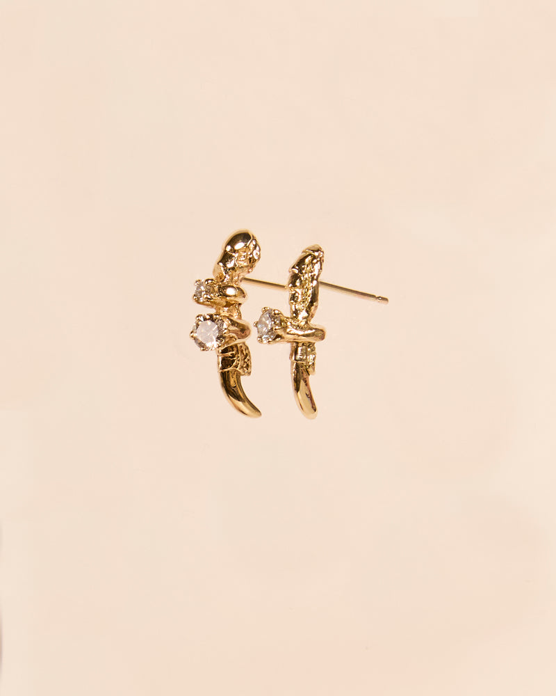 Diamond Claw Studs with Mini Rings