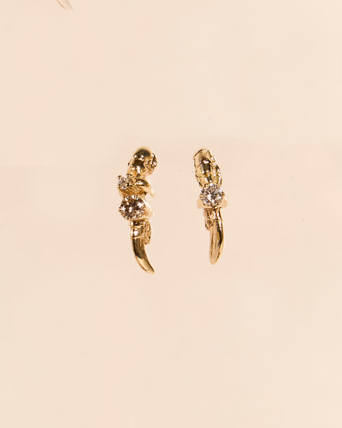 Diamond Claw Studs with Mini Rings