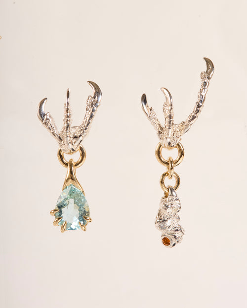 Aquamarine and Encrusted Nugget Earrings