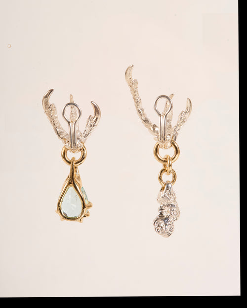 Aquamarine and Encrusted Nugget Earrings