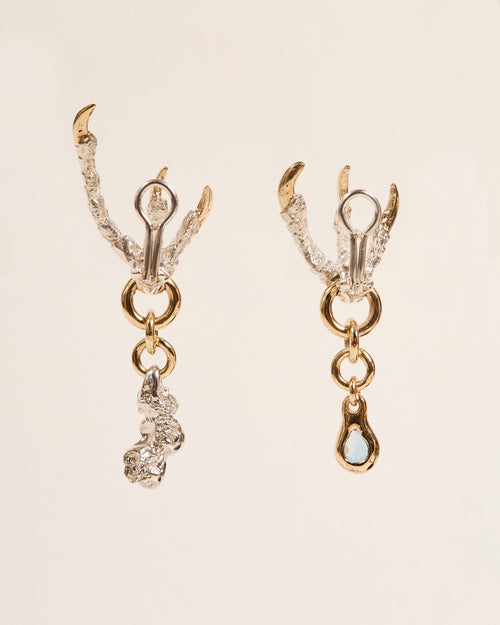 Drip and Encrusted Nugget Earrings - Gold Nails