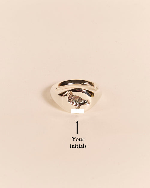 Heavyweight Pigeon Signet with Engraved Initials