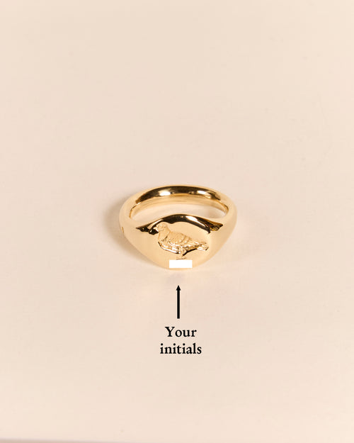 Heavyweight Pigeon Signet with Engraved Initials - 9ct Gold