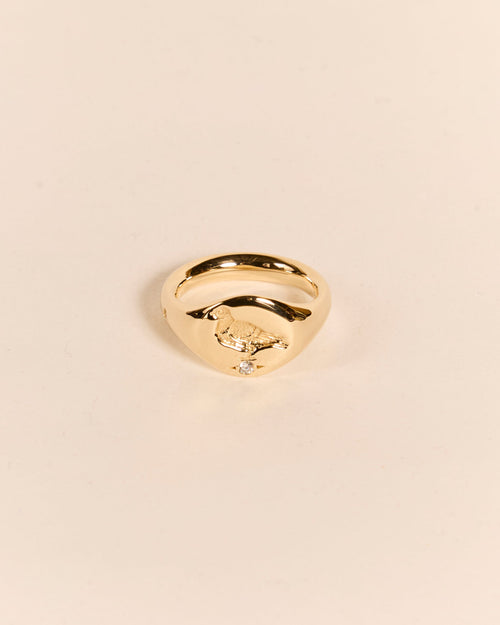 Heavyweight Pigeon Signet with Diamond