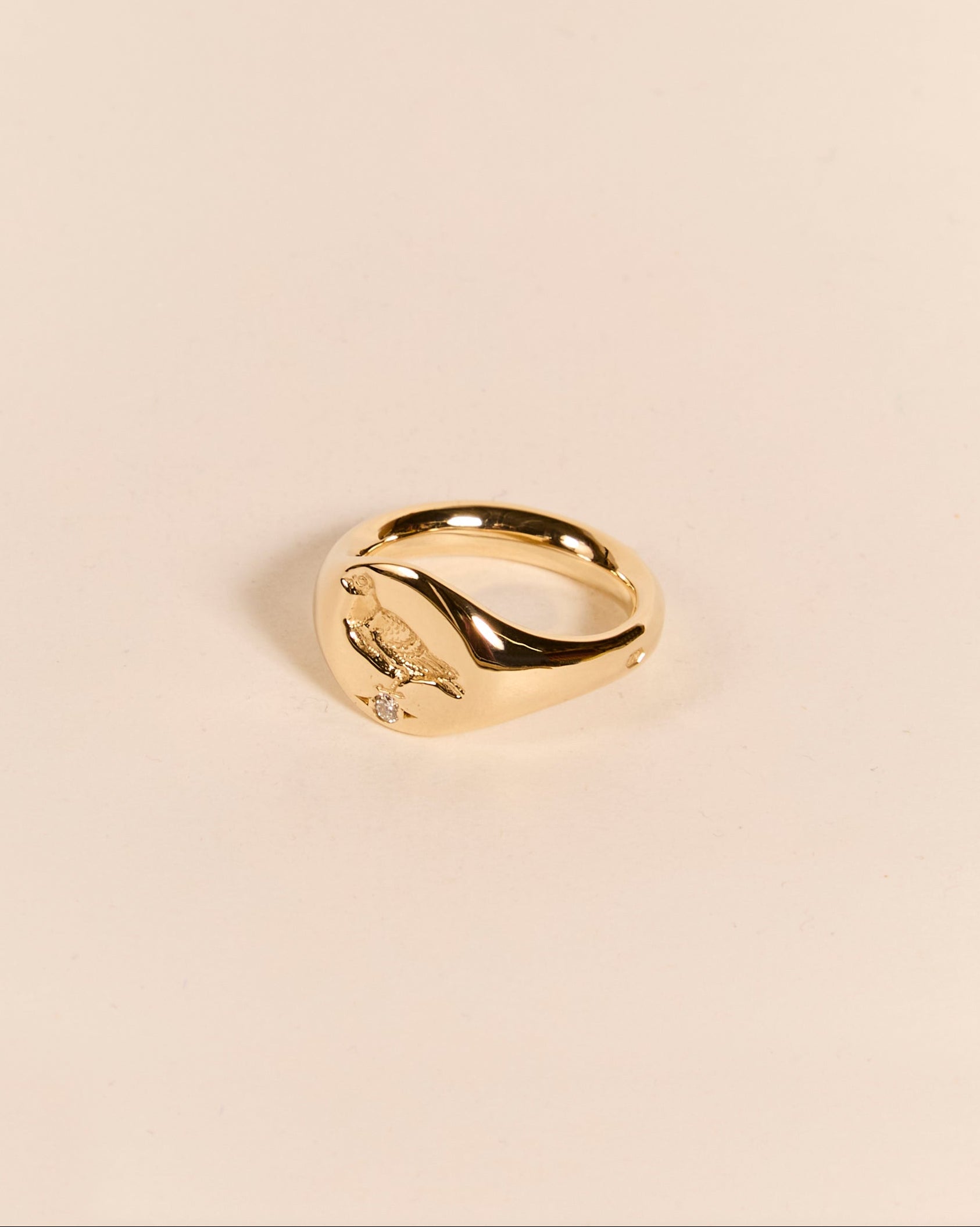 Heavyweight Pigeon Signet with Diamond
