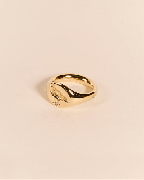 Heavyweight Pigeon Signet with Diamond