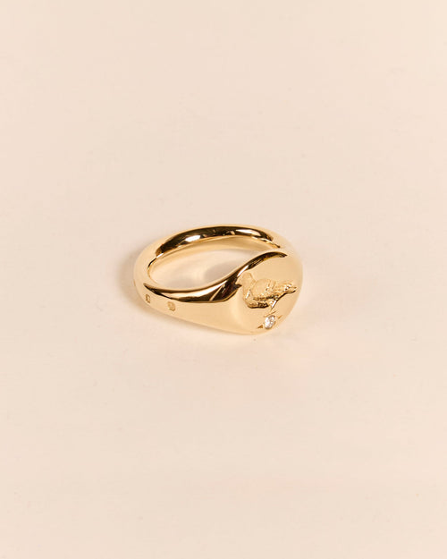 Heavyweight Pigeon Signet with Diamond
