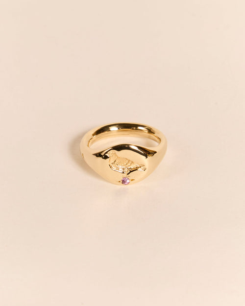 Heavyweight Pigeon Signet with Pink Sapphire