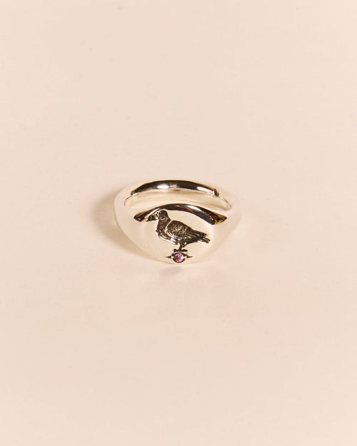 Heavyweight Pigeon Signet with Pink Sapphire