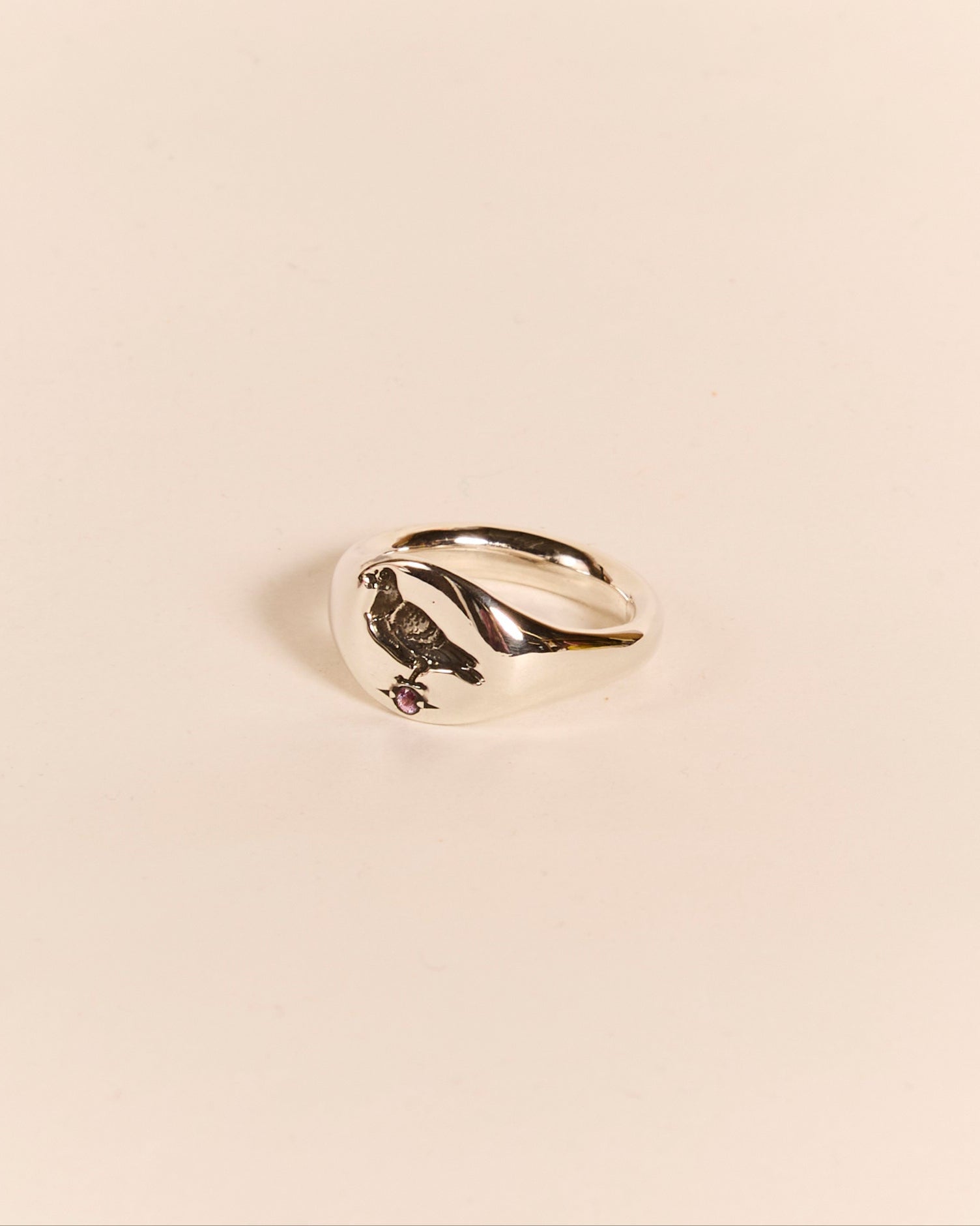 Heavyweight Pigeon Signet with Pink Sapphire