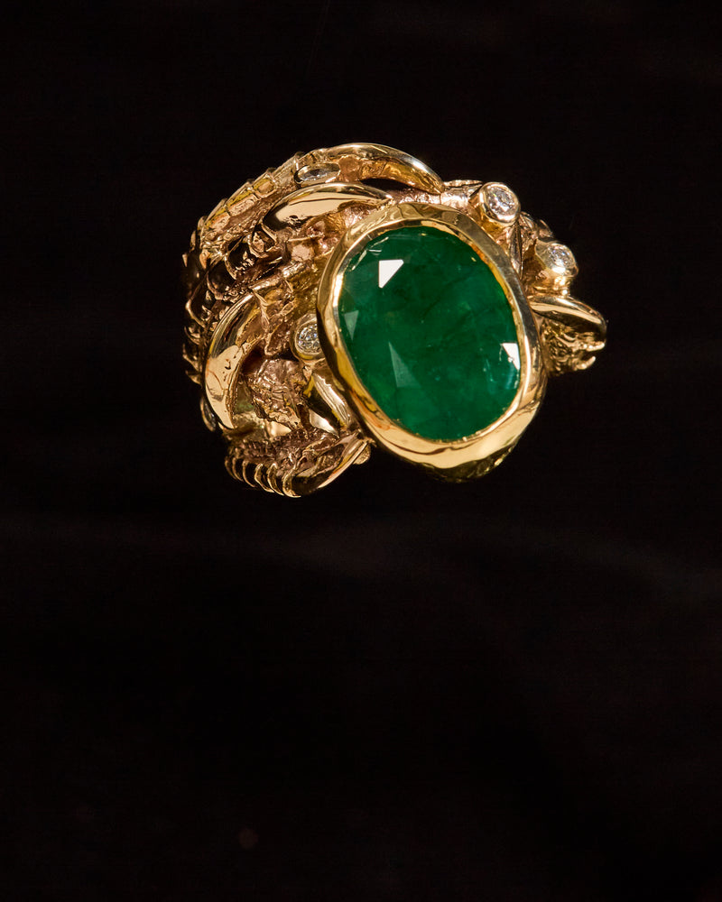 Emerald with Diamond Bar Flies