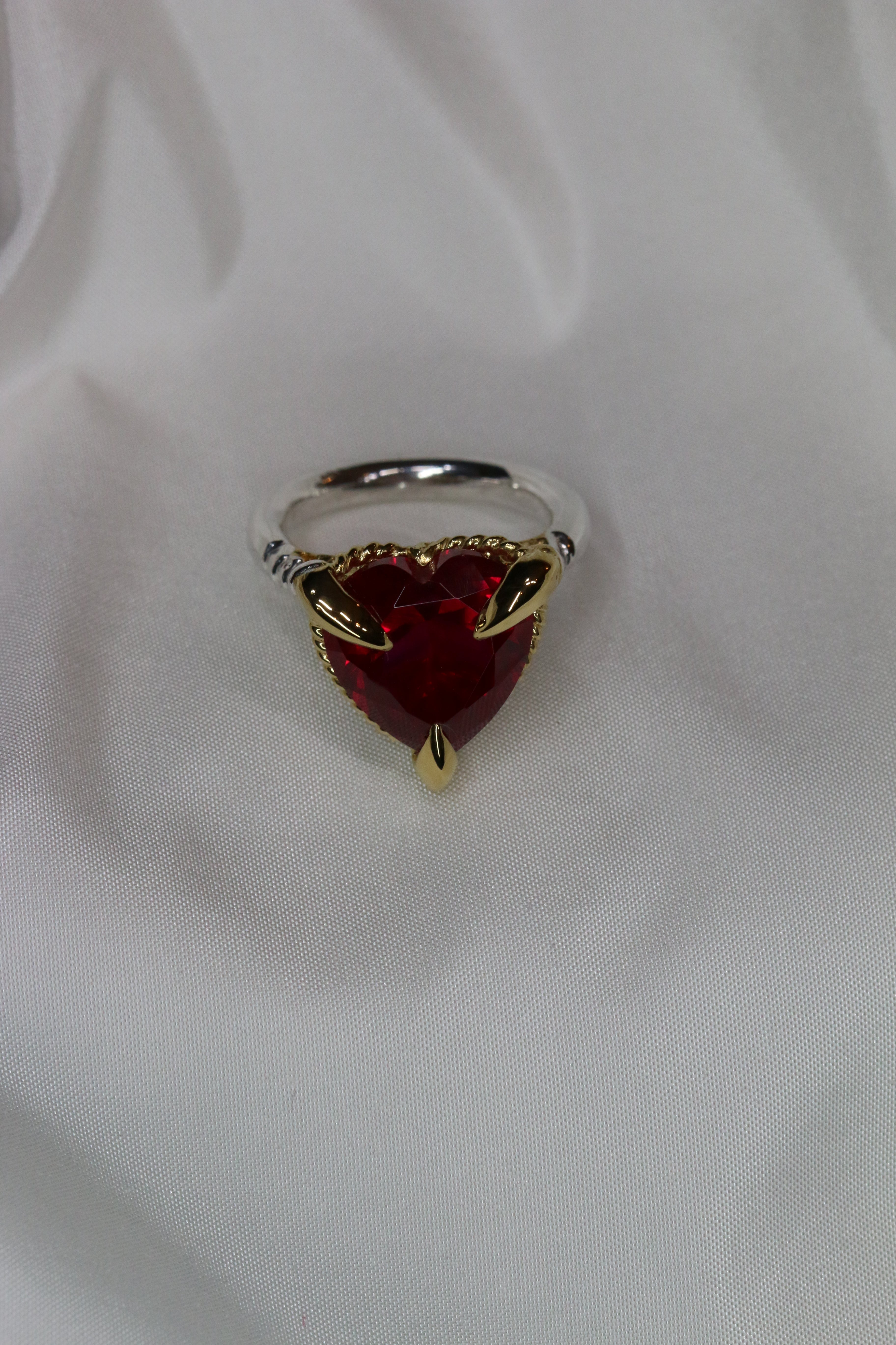 Synthetic Ruby Love Heart Ring