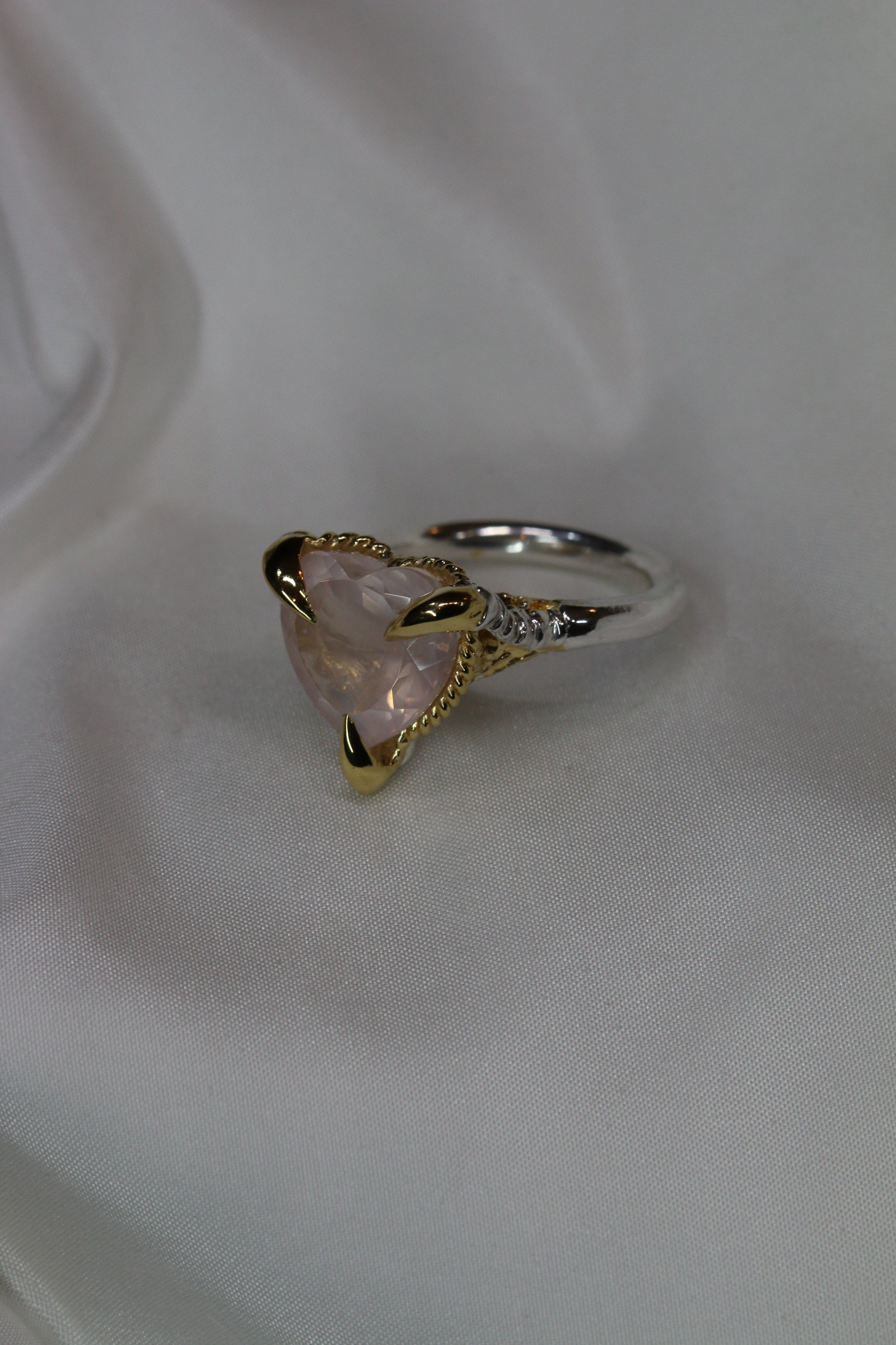Rose Quartz Love Heart Ring