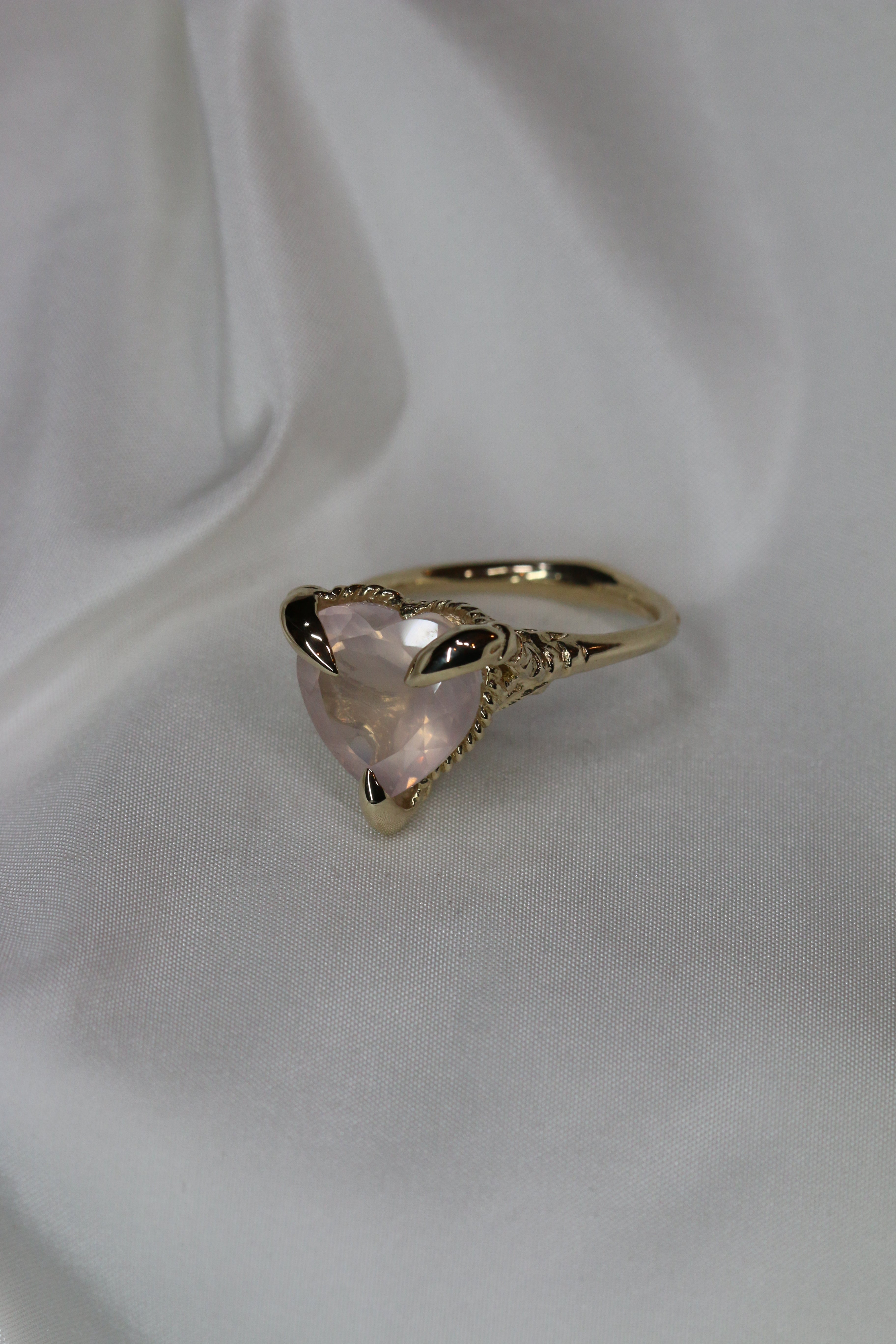 Rose Quartz Love Heart Ring