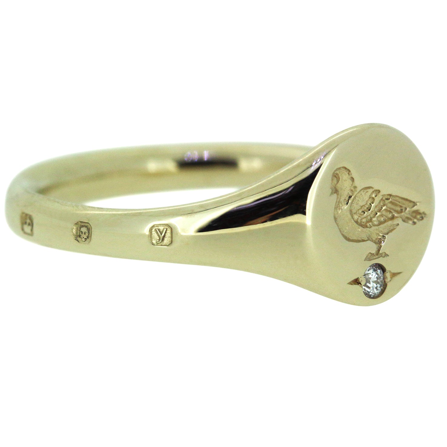 Lightweight Pigeon Signet with Diamond - 9ct Gold