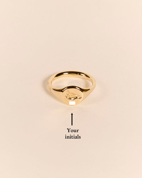 Lightweight Pigeon Signet with Engraved Initials - 9ct Gold