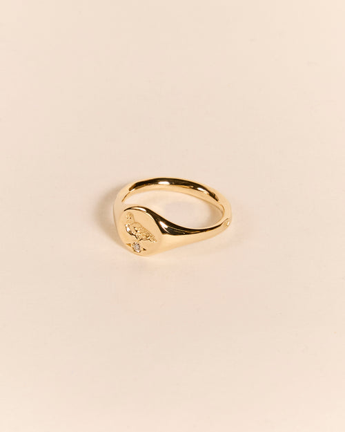 Lightweight Pigeon Signet with Diamond