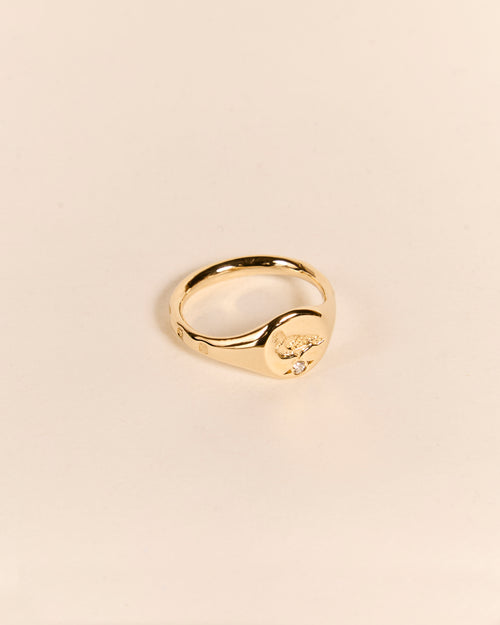 Lightweight Pigeon Signet with Diamond