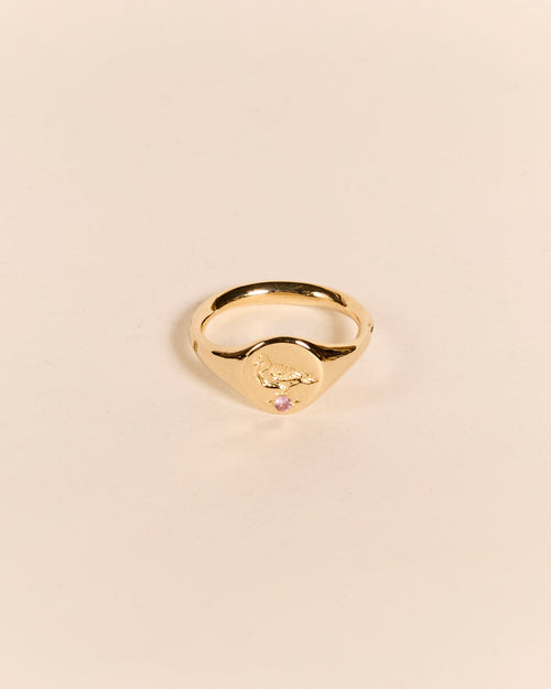 Lightweight Pigeon Signet with Pink Sapphire