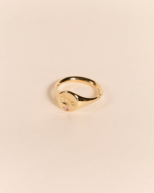 Lightweight Pigeon Signet with Pink Sapphire