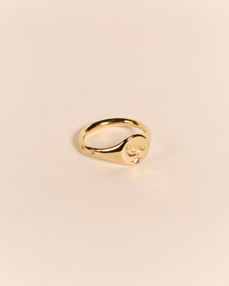 Lightweight Pigeon Signet with Pink Sapphire