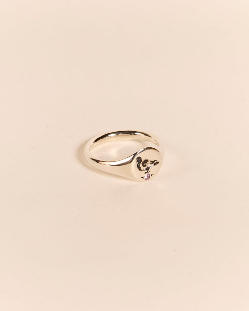 Lightweight Pigeon Signet with Pink Sapphire
