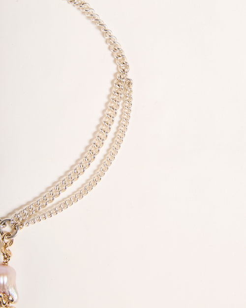 Baroque Pearl and Aquamarine Glob-Jewel Necklace