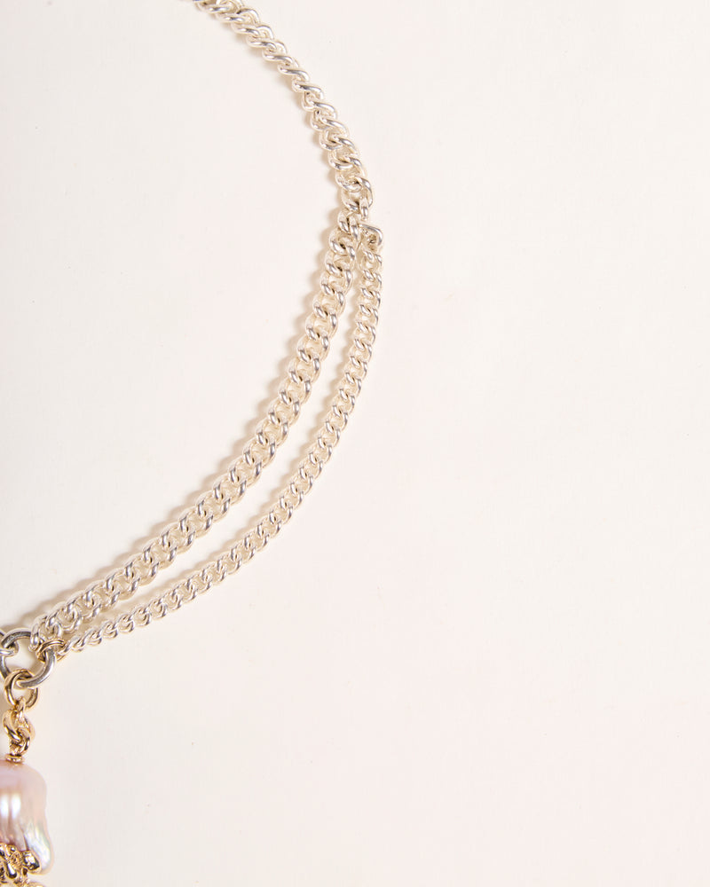 Baroque Pearl and Aquamarine Glob-Jewel Necklace