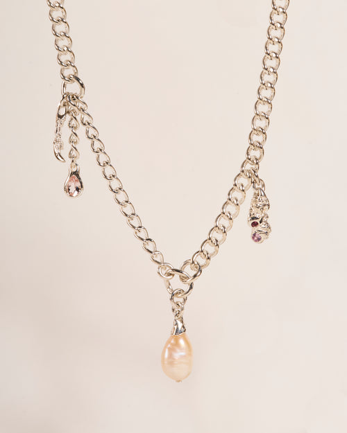 Pearl Dripping Necklace with Morganite
