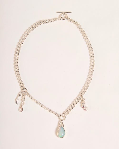 Opal Dripping Necklace with Morganite