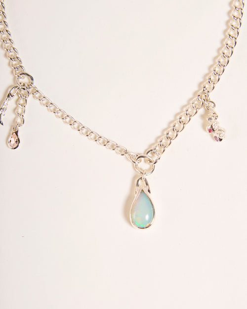 Opal Dripping Necklace with Morganite