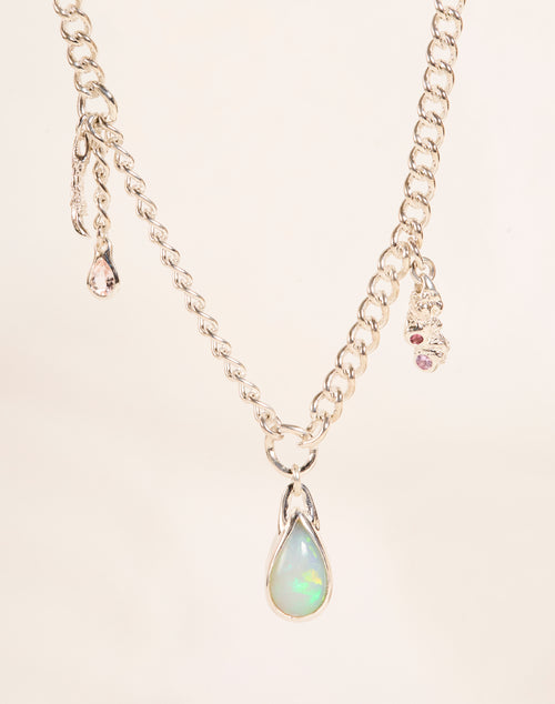 Opal Dripping Necklace with Morganite