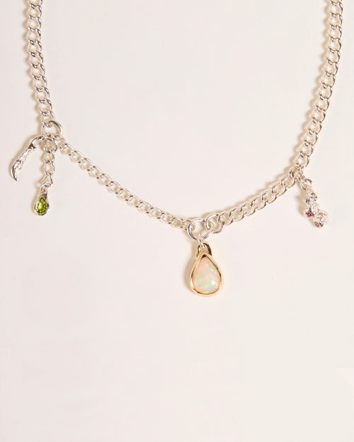 Opal Dripping Necklace with Peridot