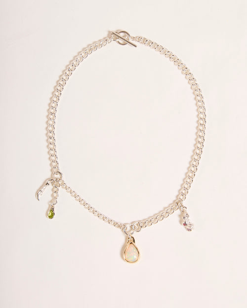 Opal Dripping Necklace with Peridot