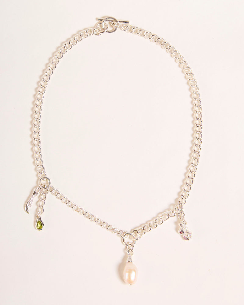 Pearl Dripping Necklace with Peridot