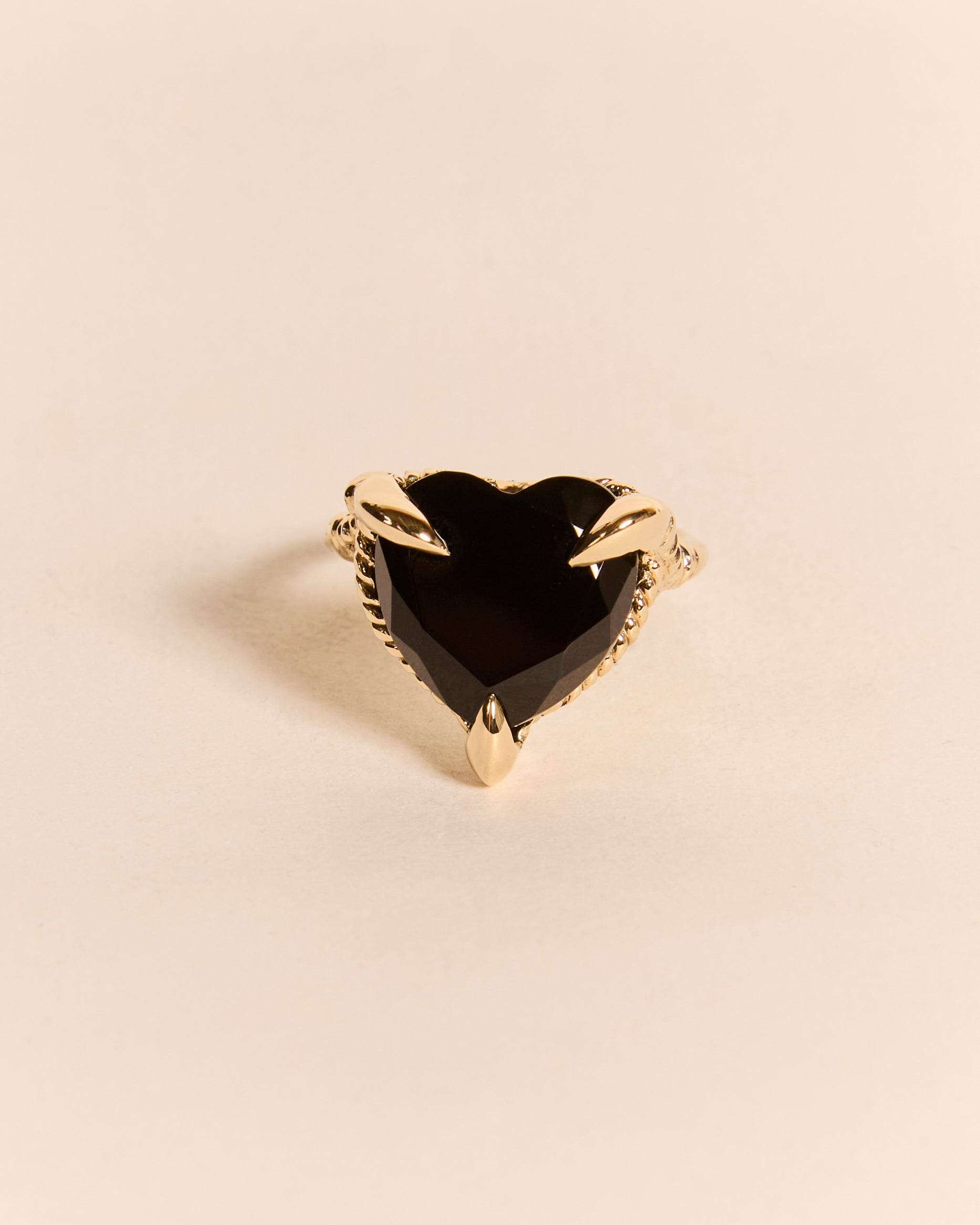 Onyx Love Heart Ring - 9ct Gold