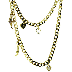 Opal Heart Charm Mythology Necklace - Gold Plate
