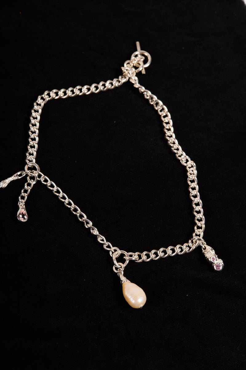 Pearl Dripping Necklace with Morganite