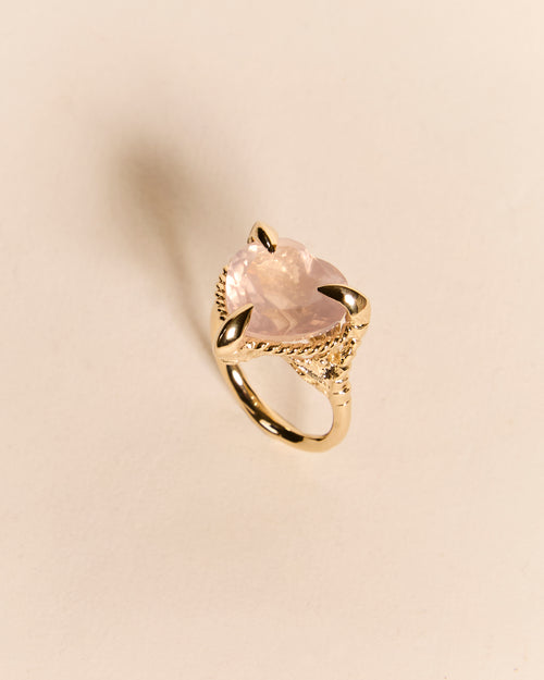 Rose Quartz Love Heart Ring
