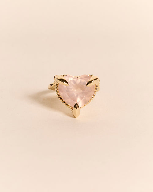 Rose Quartz Love Heart Ring