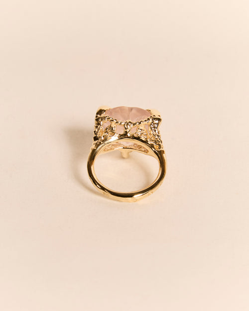 Rose Quartz Love Heart Ring