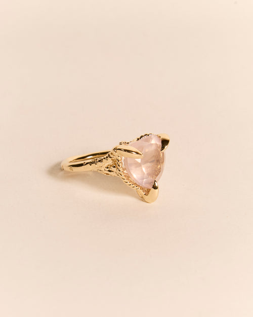 Rose Quartz Love Heart Ring