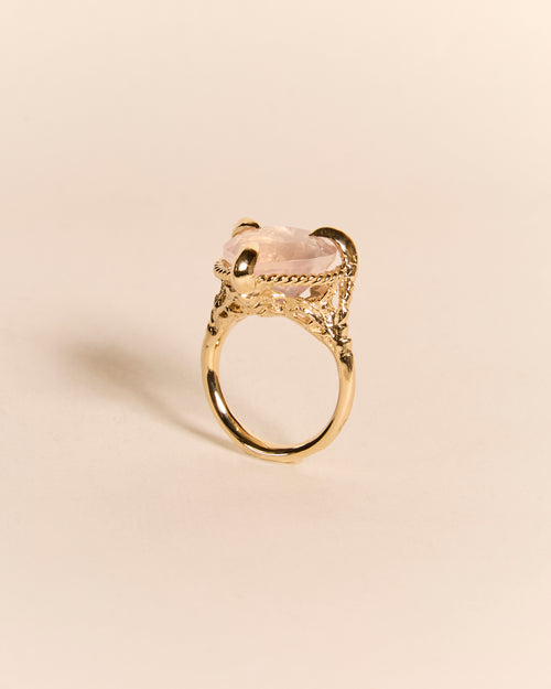 Rose Quartz Love Heart Ring